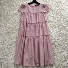 美品✨エムズグレイシー グログランテープ　ロングワンピース　リボン　ティアード 美品✨エムズグレイシー グログランテープ ロングワンピース リボン