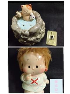 昭和レトロ RUNE 内藤ルネ 猫 ネコ 温泉 蚊取り線香入れ 陶器