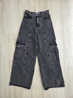 AZUL by MOUSSY ハイウエスト デニム ワイドパンツ ブラック Mのサムネイル