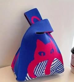 猫ちゃん柄のミニニットトートバッグのサムネイル