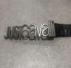 Y2K Just Cavalli leather belt 黒 ロゴバックル - メルカリ