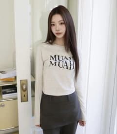 MUAHMUAH ハートポイントクロップTシャツ ロンティー 韓国のサムネイル