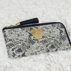 極美品】ATAO アタオ リモ レース アイボリー ネイビー L字 ウォレット 