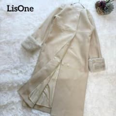 完売【LisOne】ゆりいち 2way ノーカラーロングコート 袖ファー