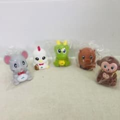 5点セット】JA 干支 貯金箱 フィギュア ソフビ 猿 鼠 とり 辰 猪