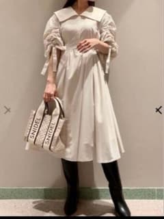 【美品】♥️スナイデル♥️♡タフタボリュームギャザーワンピース【アイボリー】♡のサムネイル