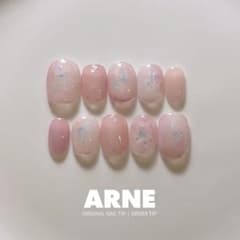 No.465】ネイルチップ 韓国ネイル ニュアンス オーロラ ピンク 透明感