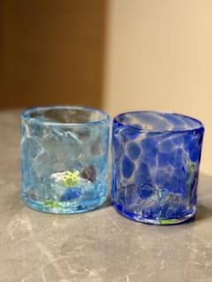 琉球ガラス 匠工房「波の花」ロックグラス　2個セットのサムネイル