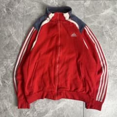 adidas トラックジャケット レッド ネイビー - メルカリ