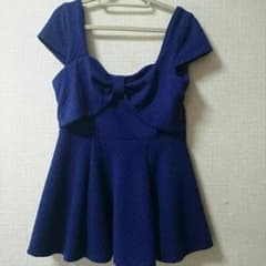 新品・半額❤美品【DURAS】ジャガード・ペプラムトップス(ネイビー)のサムネイル