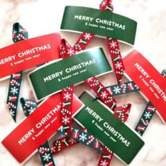 No.224 リボン付きサンキューシール クリスマス リボンシール ギフト