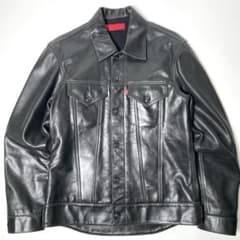 牛革】リーバイス レザージャケット 黒 L Gジャン 3rd レッドタブ