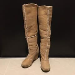 【冬物SALE】Ｃhloe クロエ ロングムートンブーツ ウェッジソール 36のサムネイル