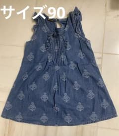 ヒスミニ　デニム風　ノースリーブ　ワンピース　サイズ90のサムネイル