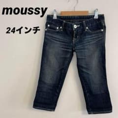 Moussy dark blue straight-leg denim, cropped length, size 24 inches.
