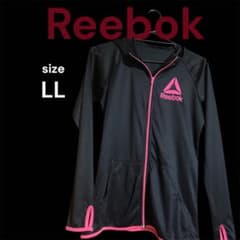 《美品》Reebok ラッシュガード フード付き LLサイズ ブラック/ピンクのサムネイル