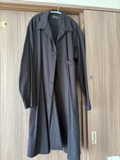 値下げ中❣️黒 ステンカラーコート チェック柄サイド　Yohji Yamamotoのサムネイル