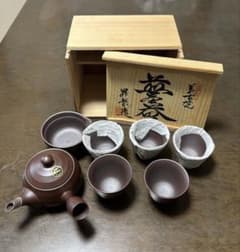 値下げ 萬古焼 【昇龍窯】 急須 湯冷 湯呑 煎茶器 茶器セット／共箱付 