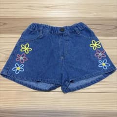 BREEZE デニムショートパンツ 110cm 花柄刺繍のサムネイル