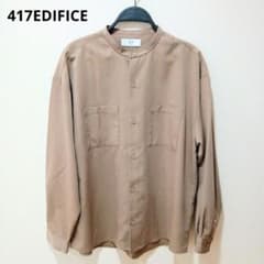 【美品】417 EDIFICE エディフィスバンドカラーシャツ ベージュ Lのサムネイル