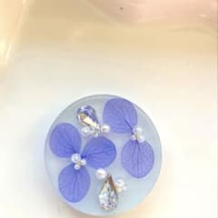レジン ヘアゴム 紫陽花 ブルーパープル◡̈♥︎ ストーン - メルカリ