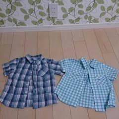 【96O様専用】90センチチェック柄半袖シャツ２枚セットのサムネイル