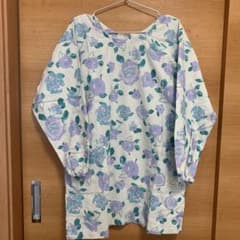 ★そら❤️あお様専用　新品　花柄　割烹着　エプロン　綿　フラワー　Mのサムネイル