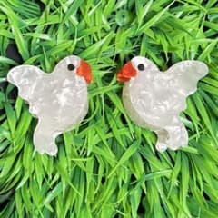 文鳥ヘアクリップ2個 白×2のサムネイル