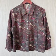 【レトロ・希少】Miyakole ペイズリー柄 ブラウス 13号 総柄シャツ