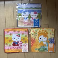 未使用　ハローキティ 限定 ミニタオル　サンリオ　プチタオル　四国　山形　房総のサムネイル