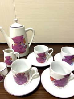猫の絵柄 ミニティーセット ポット カップ＆ソーサー 陶器のサムネイル