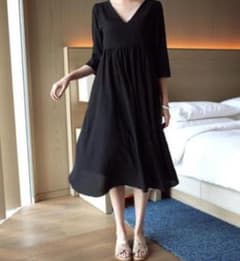授乳服 ワンピース 黒 フォーマル マタニティ XL ママ 子育て シンプルのサムネイル