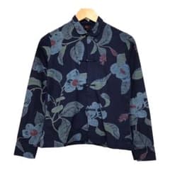45rpm コットンチャイナジャケット インディゴ染 花柄 日本製 ネイビー