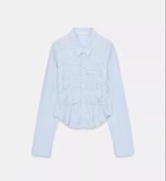 4/10 24時まで値下げ中‼️ZARA ストレッチギャザー ポプリンシャツ 