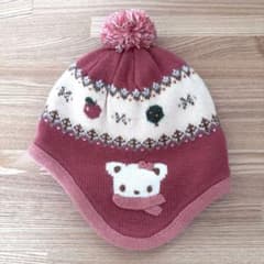 ファミリア familiar ピンク ニット帽 クマ刺繍 49〜51 - メルカリ