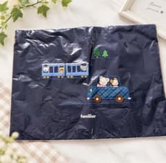familiar レッスンバッグ 乗り物刺繍 ネイビーのサムネイル
