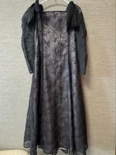 花柄シアー素材 ロングドレス ブラックのサムネイル
