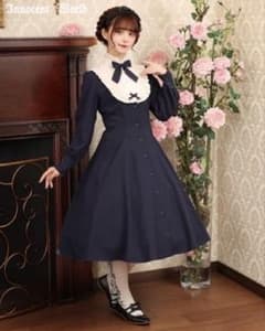 Innocent World スタンドカラープレーンワンピース ネイビー Innocent World スタンドカラープレーンワンピース ネイビー - メルカリ