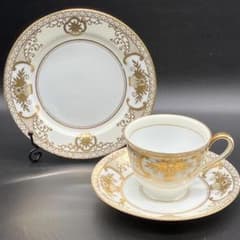 オールドノリタケ 金盛上花籠装飾図紋 キャビネットトリオ マルキ印