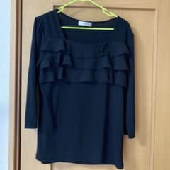 ⭐️イケダノブオ　ストレッチ　七部袖フリルカットソー　L⭐️のサムネイル