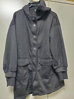 【新品タグ付】ベルーナ 袖口リブ使い ふんわり裏起毛ジャケット 黒 LLのサムネイル