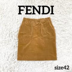 FENDI フェンディ ベロア ズッカ ロゴ タイト スカート ブラウン 42