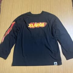 XLARGE KIDS 長袖Tシャツ ブラック ファイヤーパターン130のサムネイル