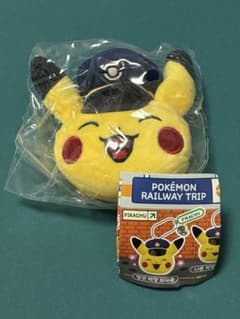 ★期間限定★ 韓国 ピカチュウ 駅長 クッション 釜山 キーホルダー付き 韓国限定】釜山 ポケモン 駅長ピカチュウ ガチャガチャ キーホルダー
