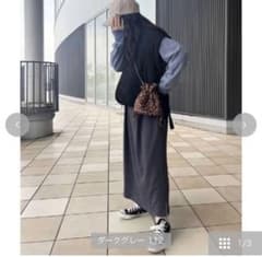 しまむらakaruラグランハイショクワンピース　ダークグレーのサムネイル
