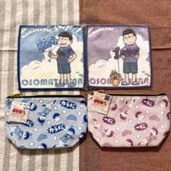 【未使用】おそ松さん マイクロファイバータオル ポーチ まとめ売り カラ松 一松のサムネイル