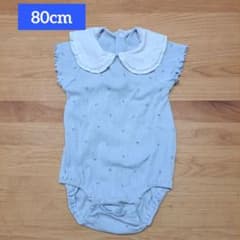 【値下げ】半袖花柄 襟付きロンパース 80cmのサムネイル