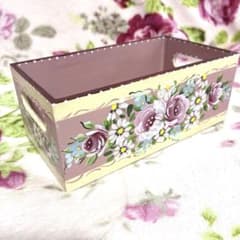 花柄トールペイント木製収納ボックス 小 ブラッシュピンク - メルカリ