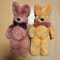 ウサギ型ぬいぐるみ ピンク オレンジ セットのサムネイル