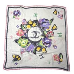 美品 シャネル コートダジュール シルクスカーフ ココマーク 花柄 美品 シャネル コートダジュール シルクスカーフ ココマーク 花柄